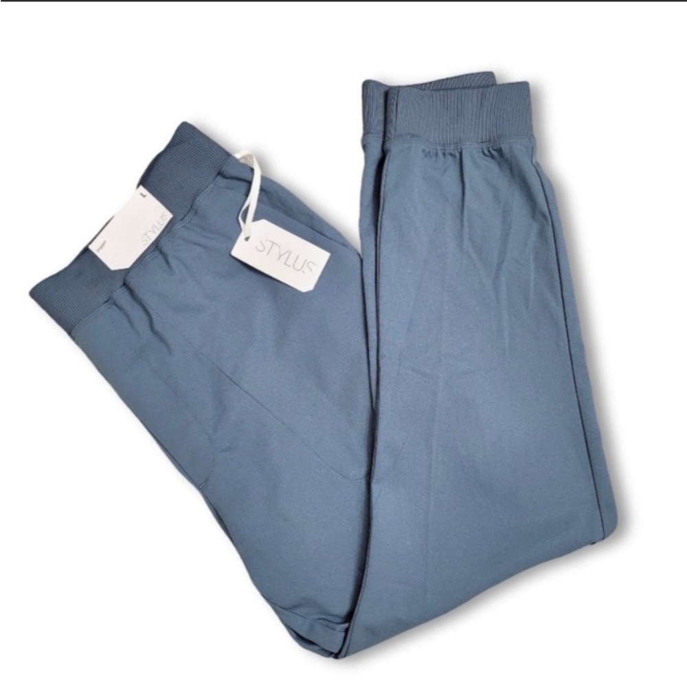 Stylus Men's Orion Blue High Waisted Cuffed Pocket Drawstring Joggers Large New